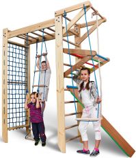 Дитячий спортивний куточок з рукоходом SportBaby Sport 5-240, Сосна-Бук, 210 × 80 × 240 см, від 2-х років до 130 кг